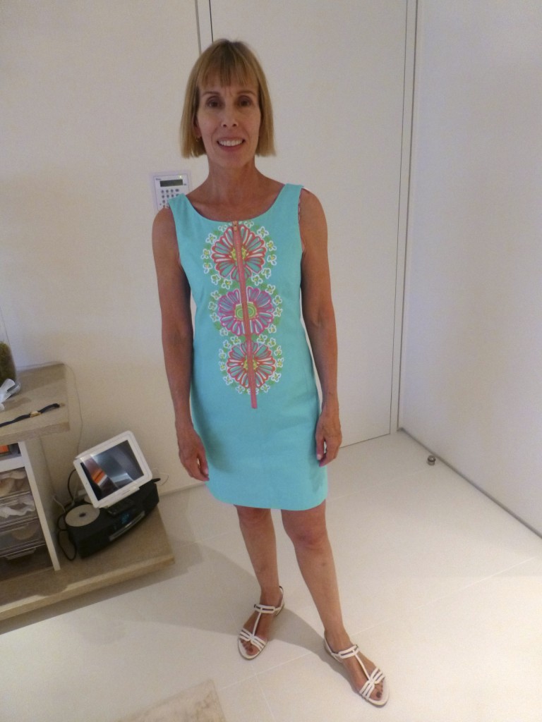 turquoise shift dress
