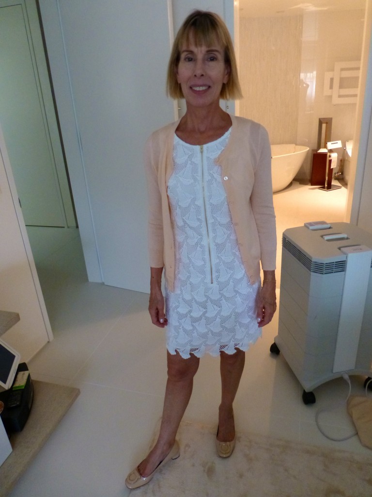 white dress with texture boat embroidery