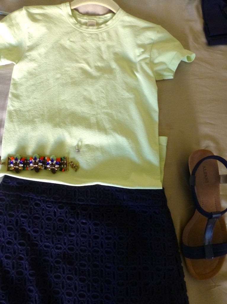 banana republic yellow green tee, neon