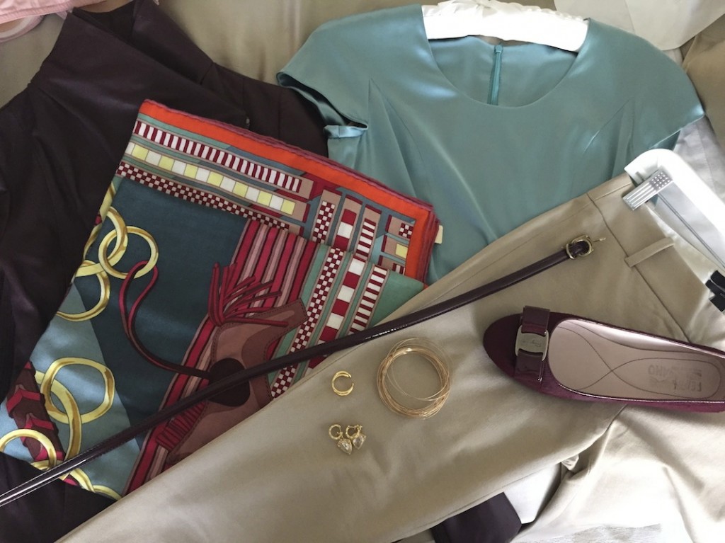 blue silk blouse, turquoise top, j.crew khaki pants