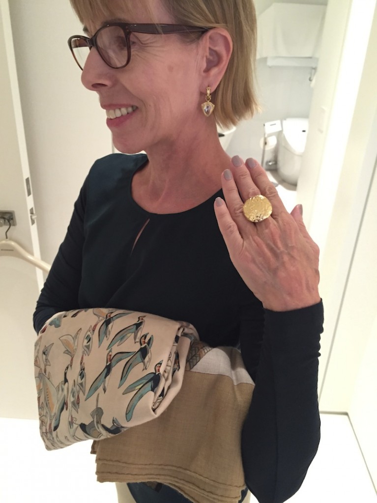 bailey 44, scarf, green top