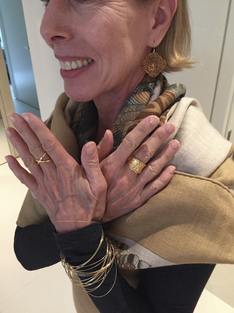 “Akris” Tan Sleeveless top, “Caslon” Long Brown Turtleneck