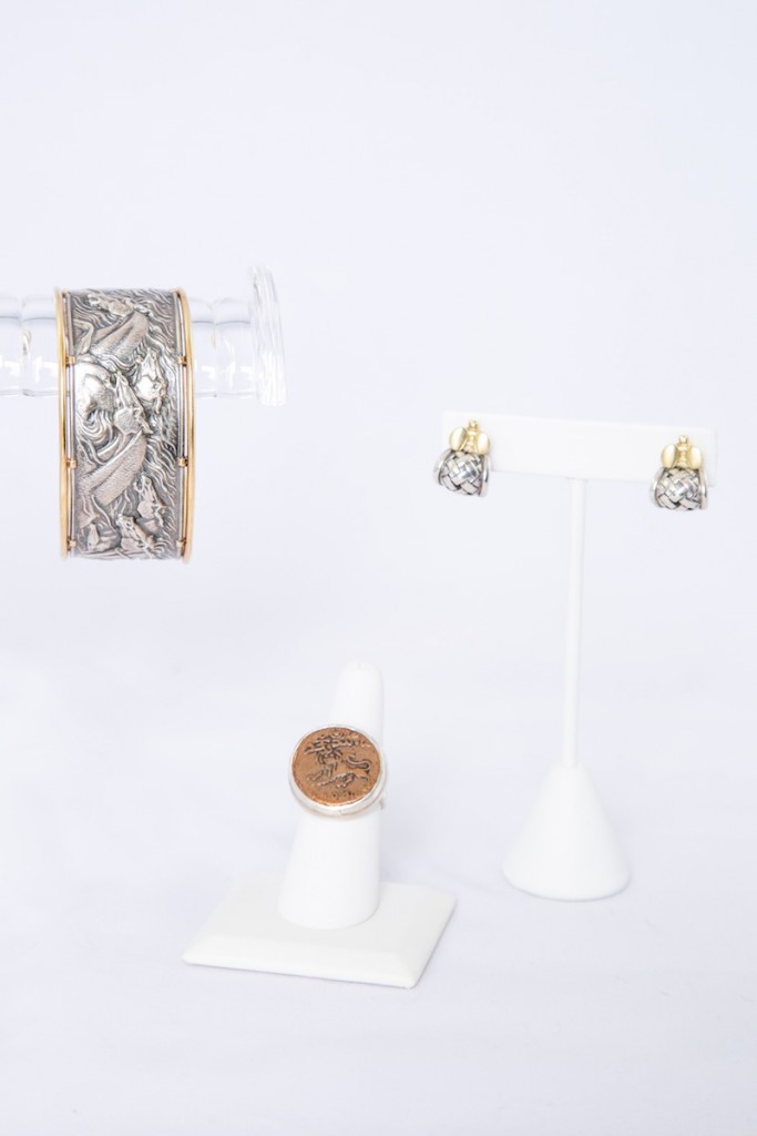 horse cuff bracelet mixed metal gold and silver bug earrings coin ring