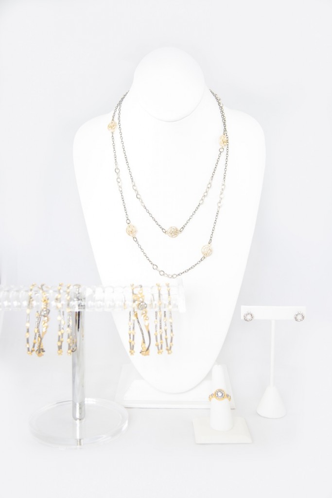 gold and pewter mixed metal