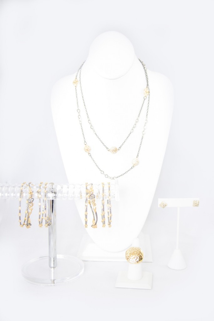 gold and pewter mixed metal necklace