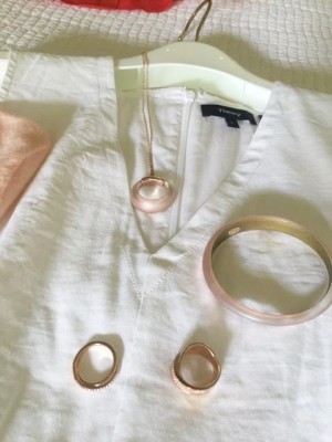 alexis bittar rose gold necklace, alexis bittar rose gold bracelet, rose gold rings