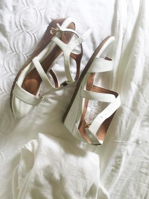 soft white patent leather low wedge sandals, soft white patent leather low cork wedge sandals