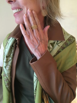 miriam jewels gold weave drop earrings, miriam jewels gold weave ring