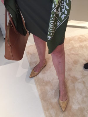 oscar de la renta yellow reptile pointed toe flats, oscar de la renta tan reptile pointed toe flats