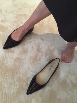 oscar de la renta black patent leather lizard pointy toe flats