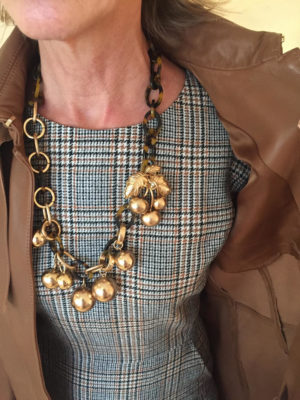 gold and tortoise statement necklace