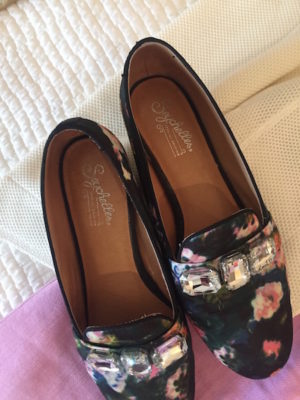 salvatore ferragamao navy blue flats, salvatore ferragamo floral print flats