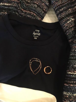 gold drop earrings, gold ring