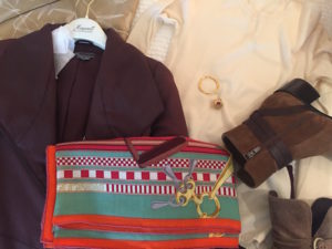 gold hoop earrings, gold red stone ring