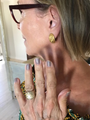 large gold ring, large gold band, large gold stud earrings