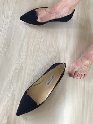 jimmy choo navy blue pointy toe flats