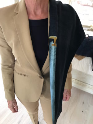 navy blue printed scarf