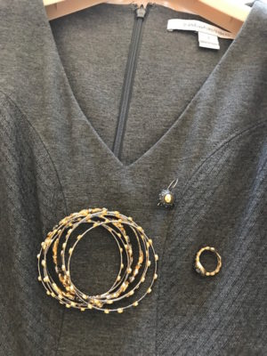 mixed metal bracelets, mixed metal dangle earrings, mixed metal ring