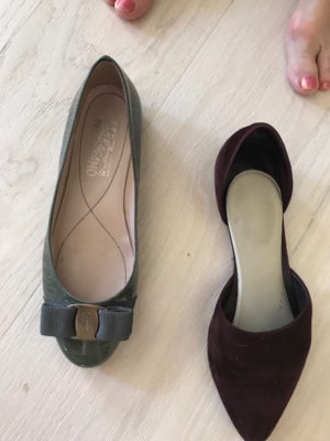 salvatore ferrsgsmo green bow flats, vince brown suede pointy toe flats