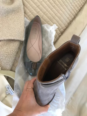 gravati brown suede ankle boots, gravati brown suede booties, salvatore ferragamo green bow flats