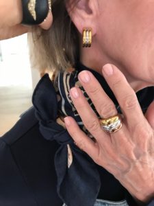 mixed metal hoop earrings, mixed metal large ring