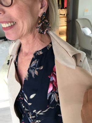 multicolor jeweled circle drop earrings