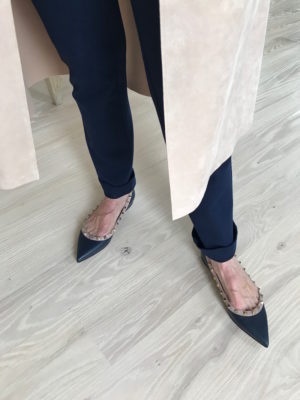 valentino navy blue pointy toe flats