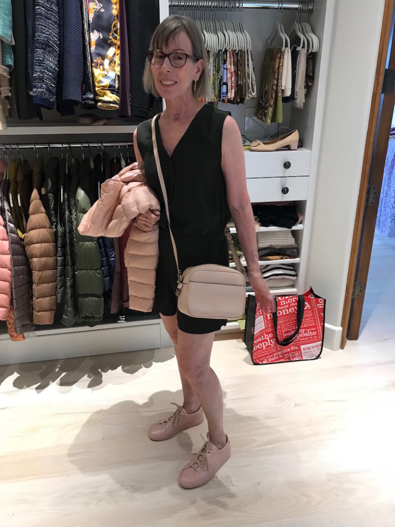 j.crew nude crossbody bag, beige sneakers