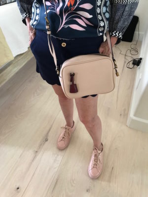 j.crew nude crossbody bag, beige sneakers