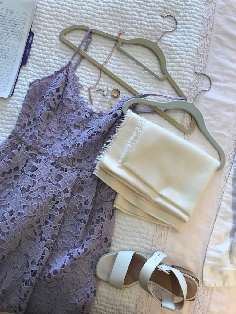 astr lavender lace dress, astr lavender lace sleeveless dress, white scarf, camper white heel sandals
