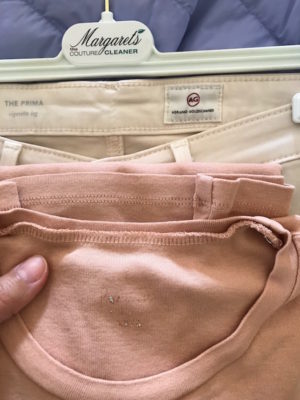 light pink round neck top, light pink long sleeve top, light pink top, ag cream jeans, ag cream denim