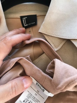 love token nude suede trench coat, wolford light pink round neck one piece top, wolford light pink long sleeve one piece top