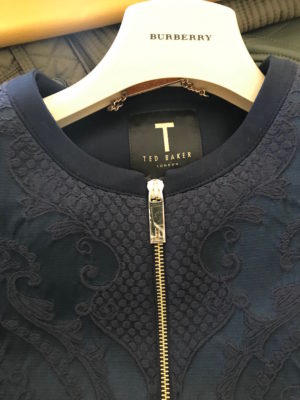 ted baker navy blue embroidered zip up jacket