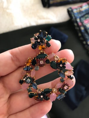 multi-color stoned circle drop earrings