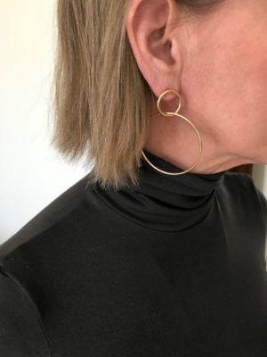 gold looped circles drop earrings