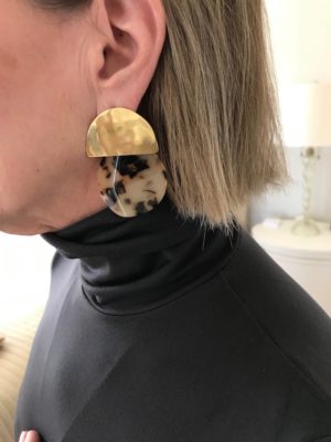 gold and multi-color shell earrings