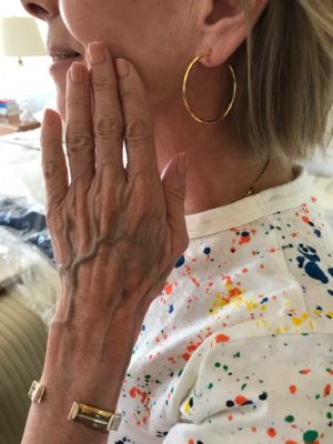 gold hoop earrings, gold bangle