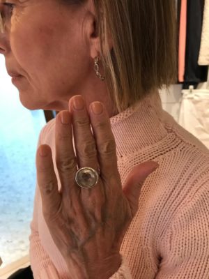 ippolita silver and clear crystal hoop earrings, silver and clear crystal ring