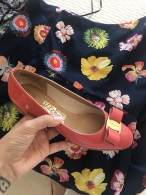 salvatore ferragamo red bow front heels