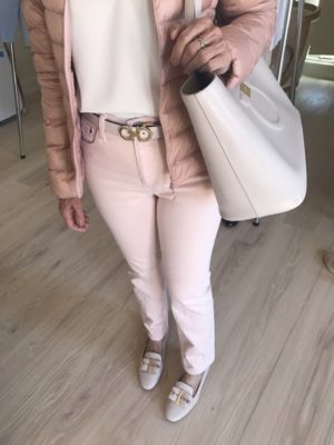 nude belt, nude tote bag, nude gold buckle flats