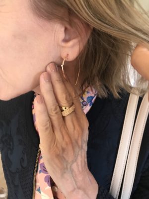 gold hoop earrings, gold ring