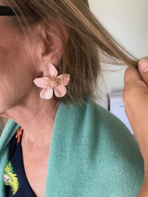 light pink flower earrings