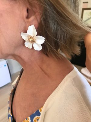 white flower earrings