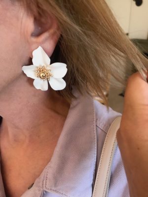 white flower earrings