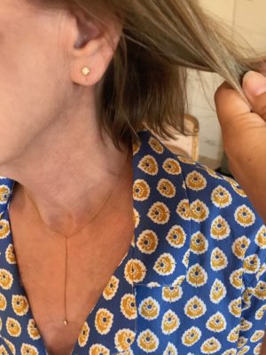 gold stud earrings, gold dainty necklace