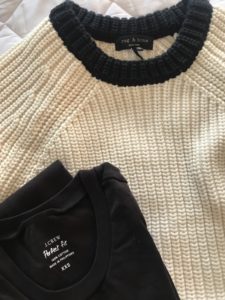 Rag & Bone white and black sweater, J crew black tshirt