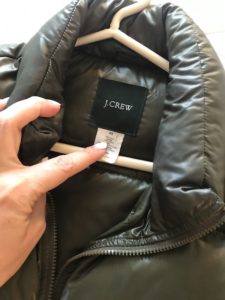 j crew olive green puffer jacket