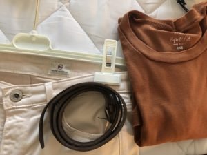 J crew brown t shirt, brown belt, Adriano Goldschmied Jeans