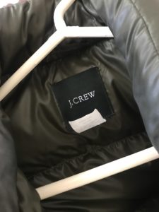 J crew olive green puffer coat