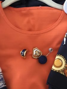 navy blue earrings, navy blue and gold earrings, gold lion earrings